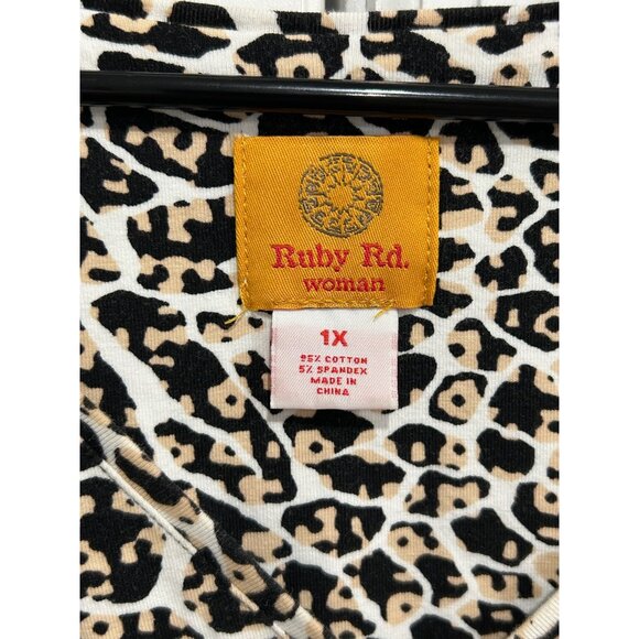 Ruby Rd. Womens Animal Print Long Sleeve Top Size 1X - Picture 5 of 8